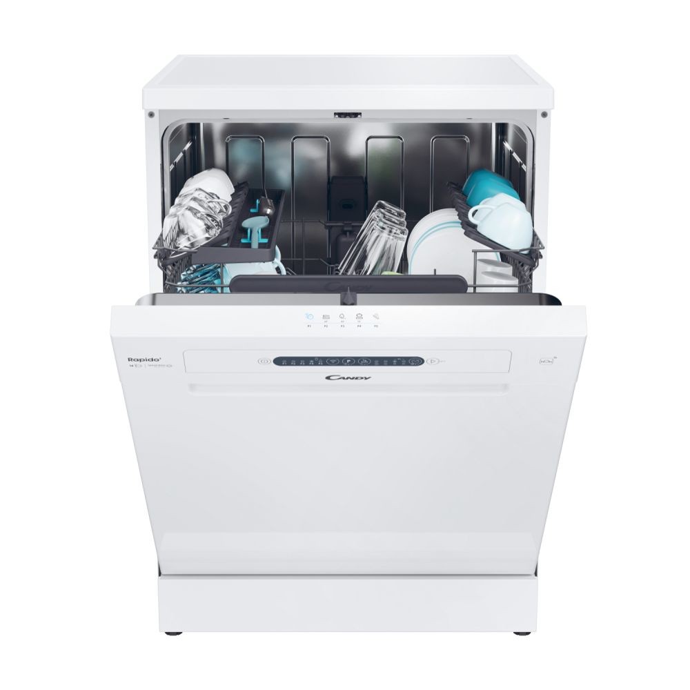 Lavastoviglie Libera Installazione RapidÓ 60 cm 14 coperti Classe E Connettività Controllo remoto avanzato e contenuti extra Bianca Candy CF 4E7L0W 32002368 - immagine 2