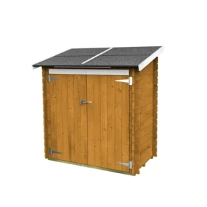 Casetta in legno addossata ambrogio 155x85 con porta doppia cieca color larice