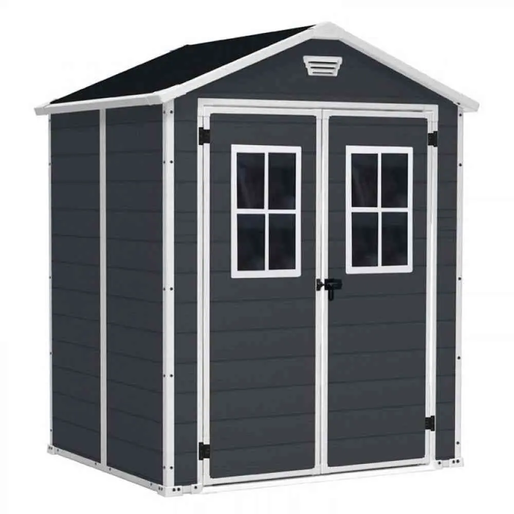 Keter Manor 6x5 – Casetta da giardino in resina, colore Nero