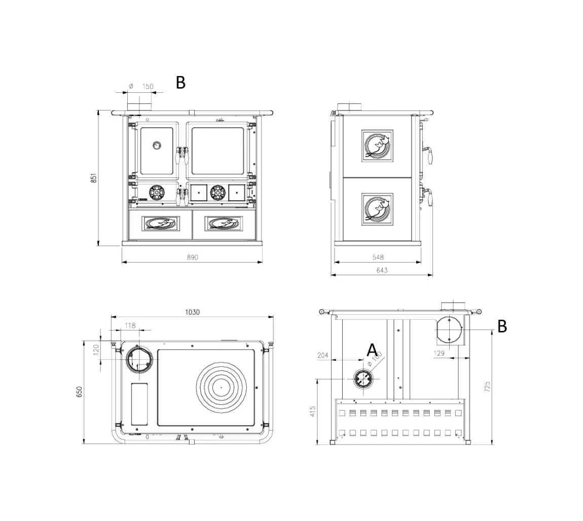 Nordica ROSA SINISTRA REVERSE VST.16 CERAMICA Cucina a legna 8,2 kw - immagine 3