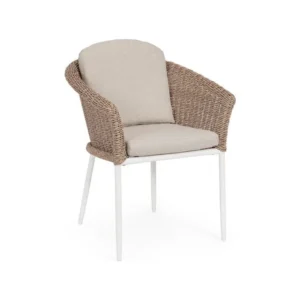 bizzotto 0663762 OCEANA Sedia con struttura e gambe in alluminio, seduta rivestita in fibra sintetica e cuscini