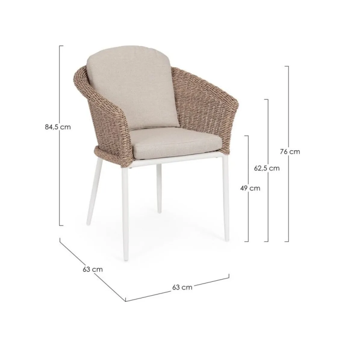bizzotto 0663762 OCEANA Sedia con struttura e gambe in alluminio, seduta rivestita in fibra sintetica e cuscini - immagine 5