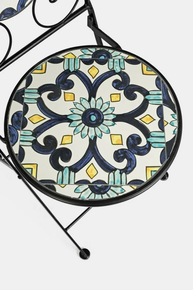 Set di 2 sedie pieghevoli e 1 tavolino in acciaio e ceramica - immagine 4