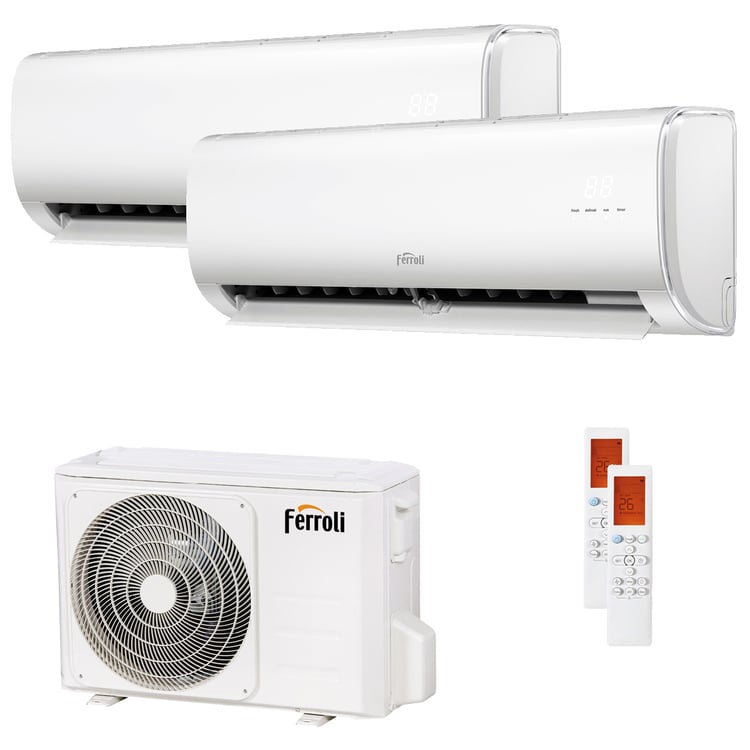Condizionatore Ferroli Giada dual split 9000+9000 BTU inverter A wifi unità esterna 5.3 kW